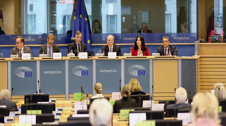 رئيس الوزراء محمد مصطفى، خلال لقائه رئيسة البرلمان الأوروبي روبرتا ميتسولا، ولجنة الشؤون الخارجية في البرلمان