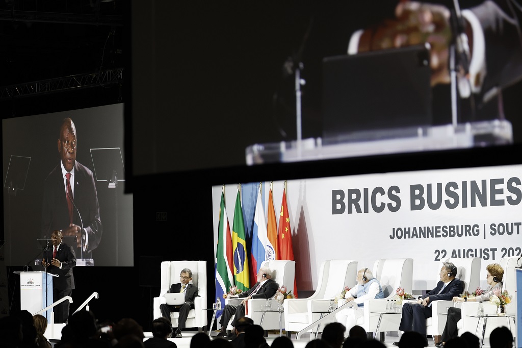 جانب من افتتاح القمة في مدينة جوهانسبرغ (تصوير: أ ف ب)