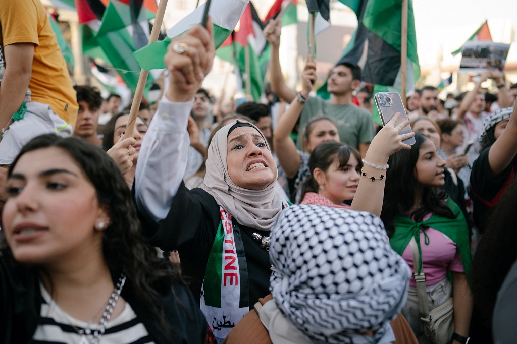 جانب من التظاهرة (تصوير: أ ف ب)